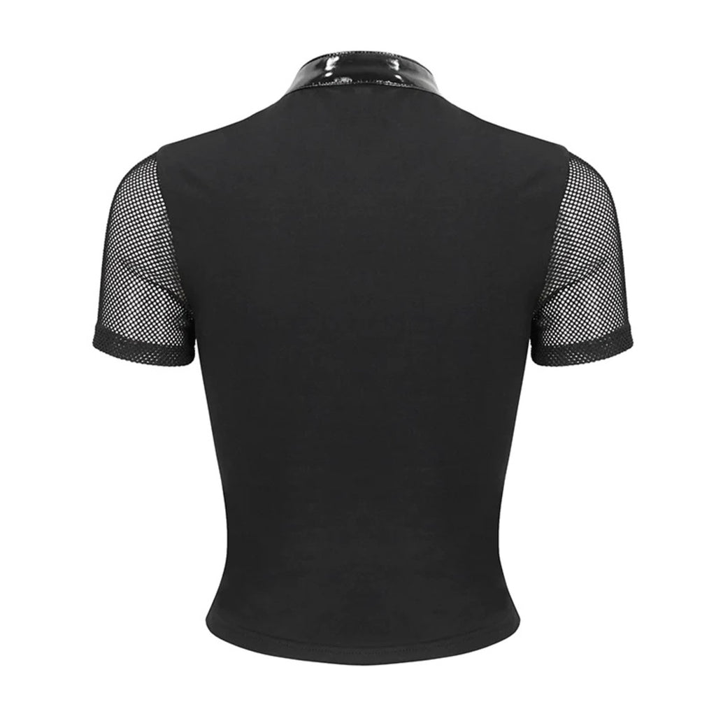 Lightning Bolt Cutout Lace Up Top