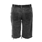 Eyelet Ripped Washed Denim Look Shorts
