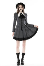 Pinstripe Scissor Cravat Collar Dress