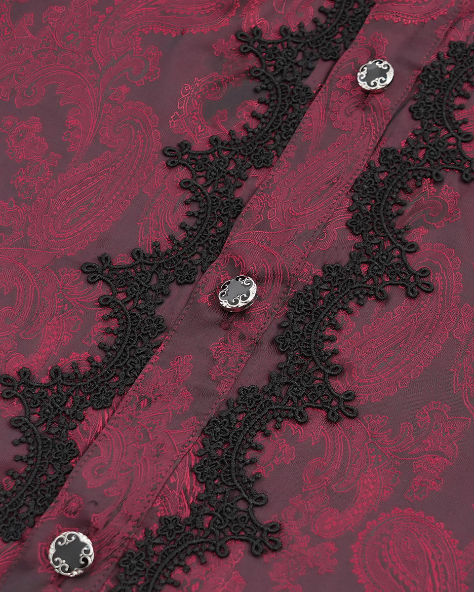 Red Crucifix Jacquard Detachable Cravat Shirt