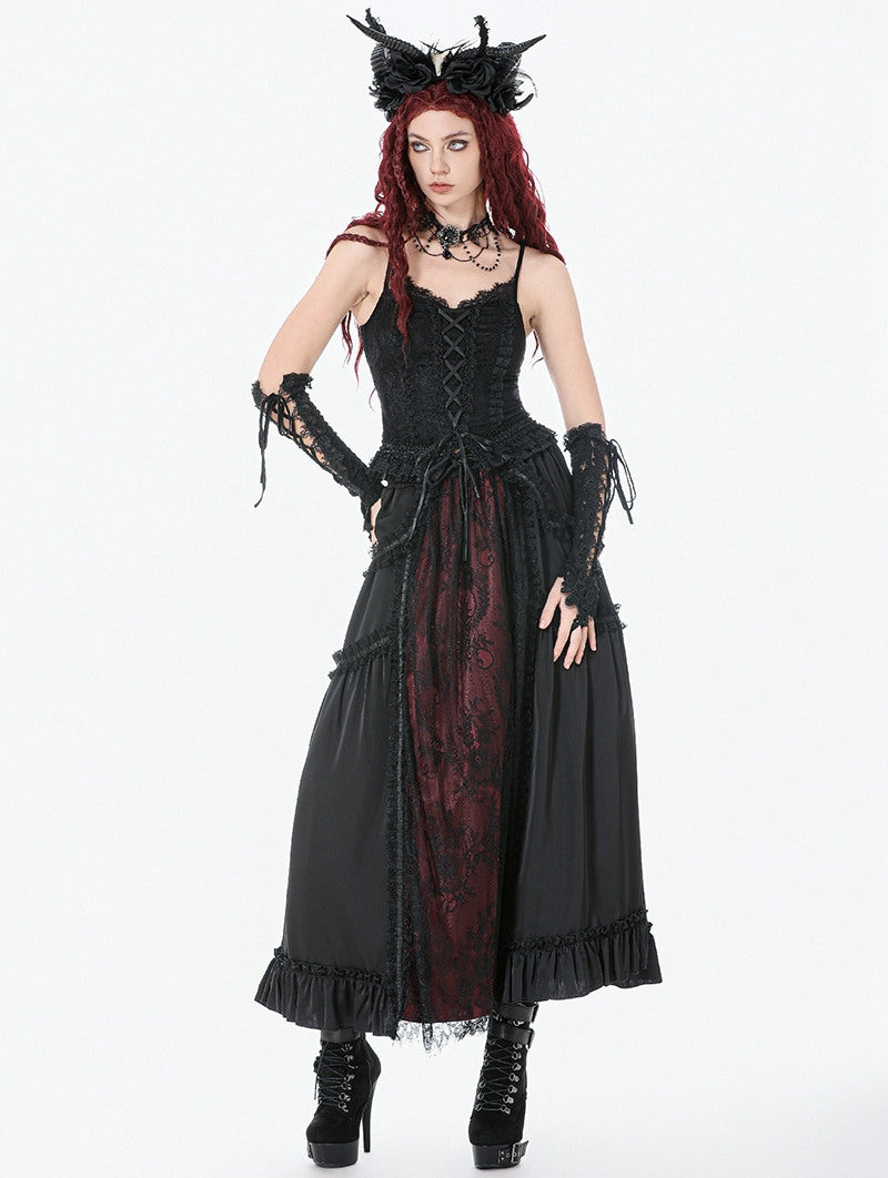 Classic Gothic Red Net Lace Skirt