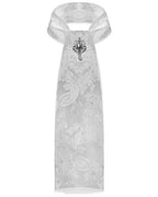 White Scarf Tie With Jewel Buckle