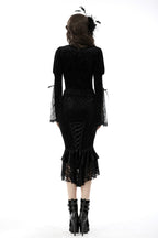 Classic Pencil Fishtail Velvet Skirt