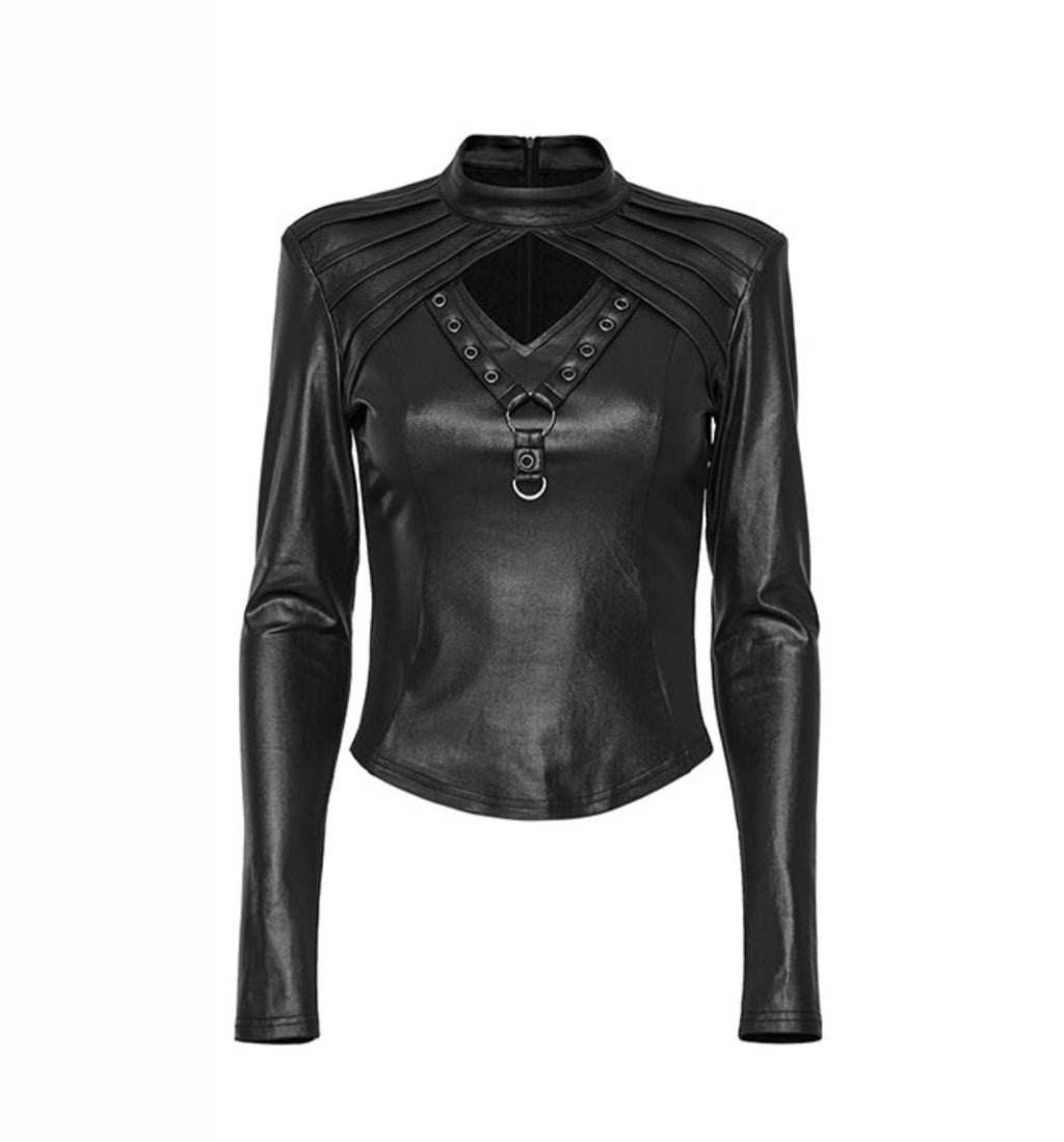 Dystopian Cutout Leather Top