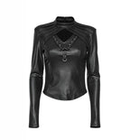 Dystopian Cutout Leather Top