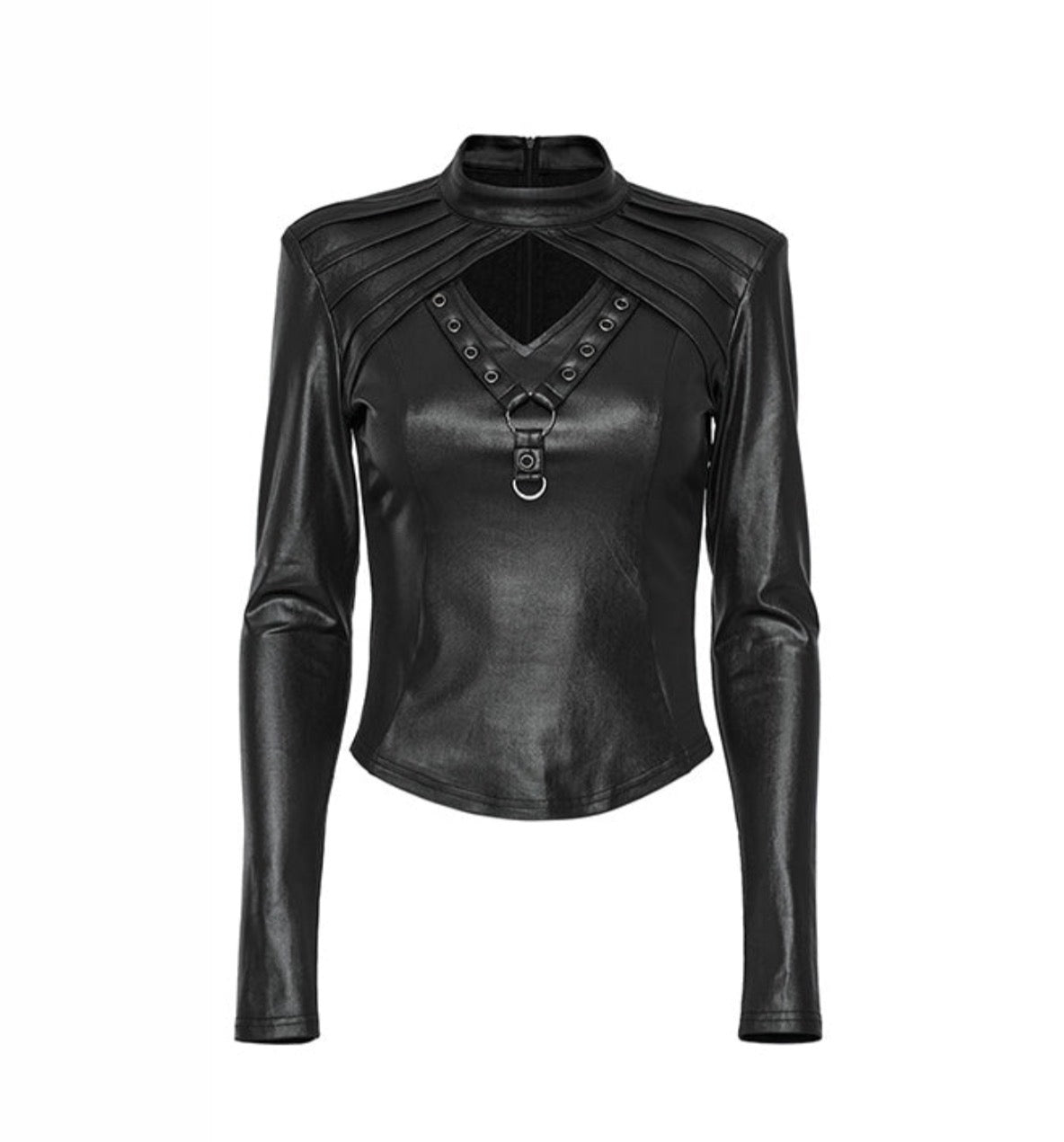 Dystopian Cutout Leather Top