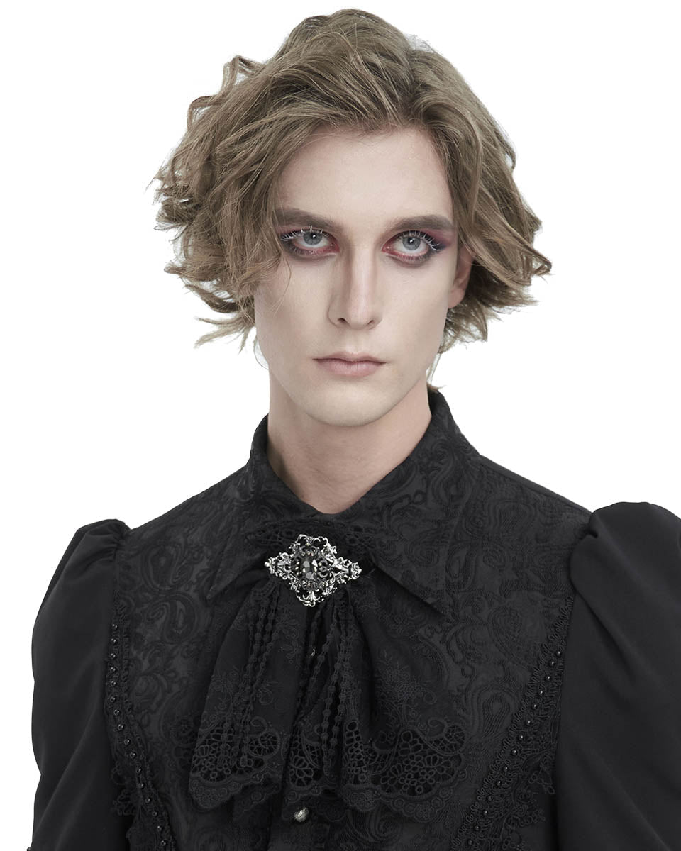 Lace Cravat With Jewel Broach