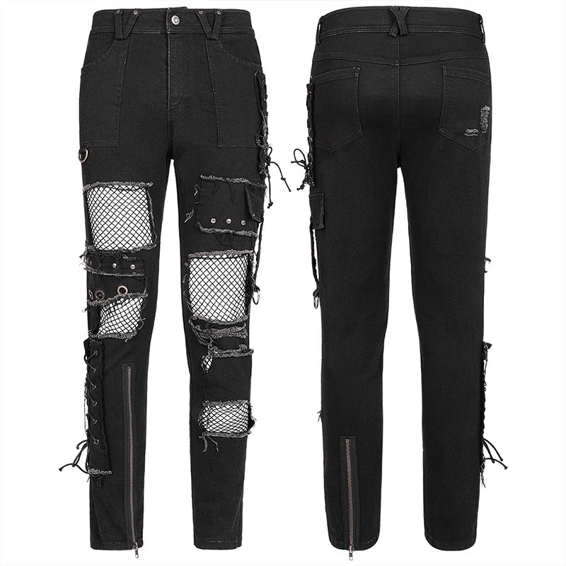 Punk Net Cutout Trousers