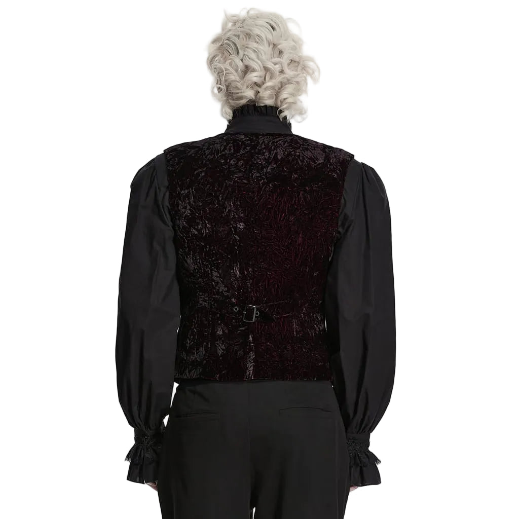 Red Crushed Velvet Waistcoat
