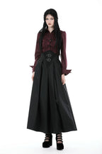 Wine Ruffle Long Sleeve Shirt