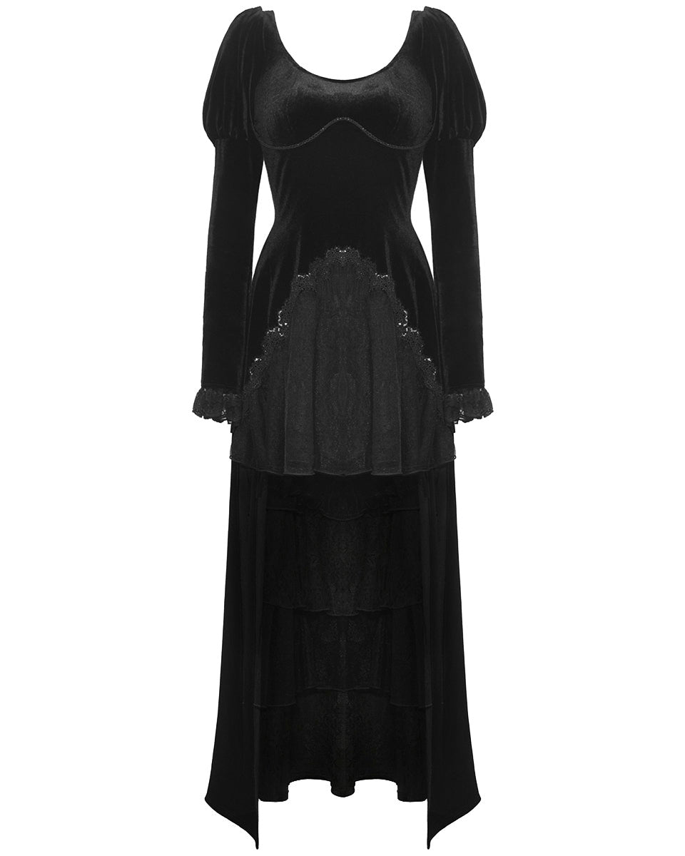 Velvet Ruffle Hi-Lo Dress