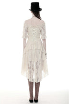 Steampunk Cream Cocktail Lace Dress