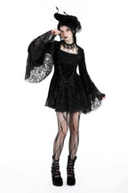 Velvet Lace Bell Sleeve Mini Dress