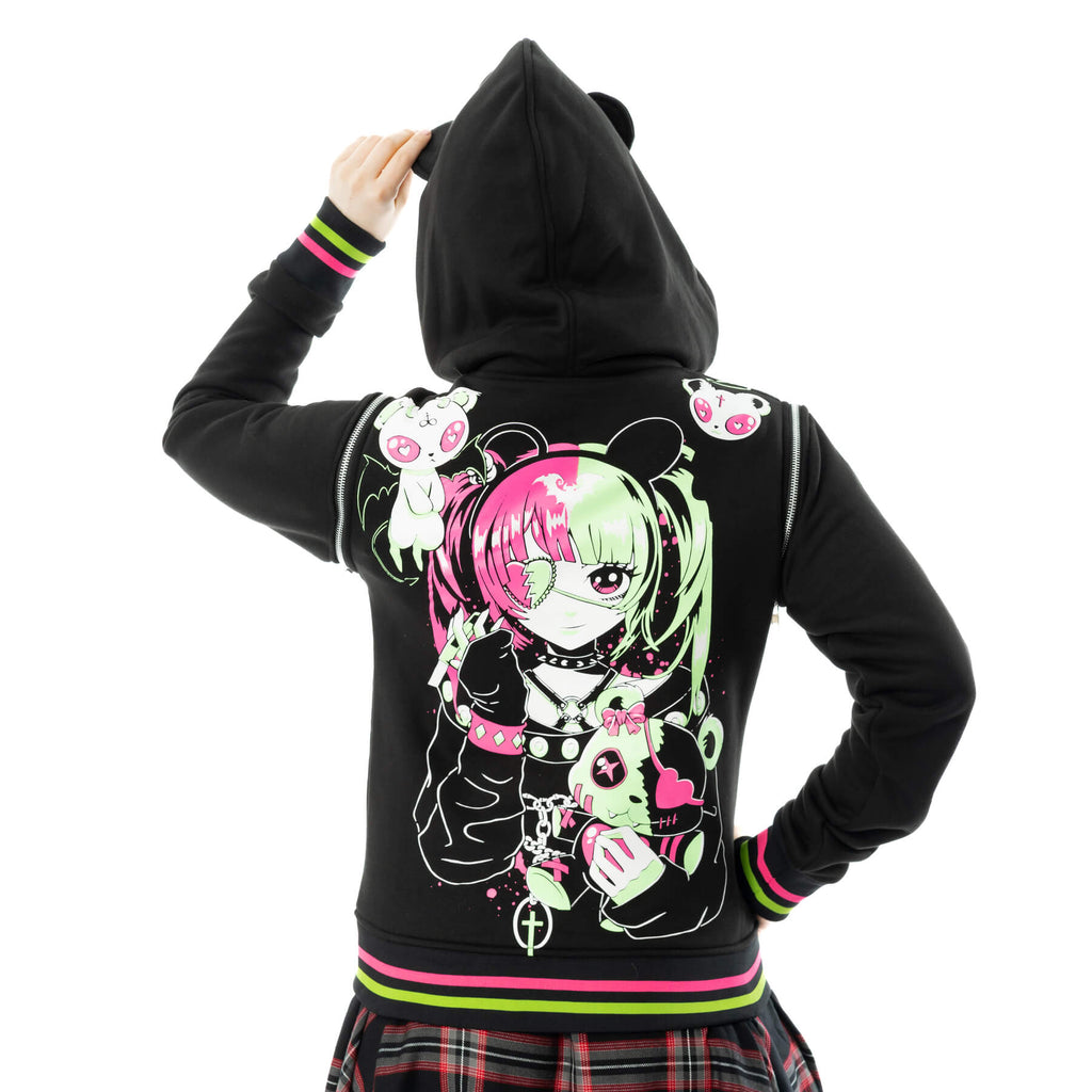 Hex Bear Hooded Jacket with Detachable Zip Arms