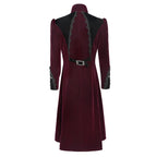 Big Buckle Zip Long Velvet Burgundy Jacket