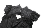 Cutout Crucifix Frill Hem Jacquard Blouse