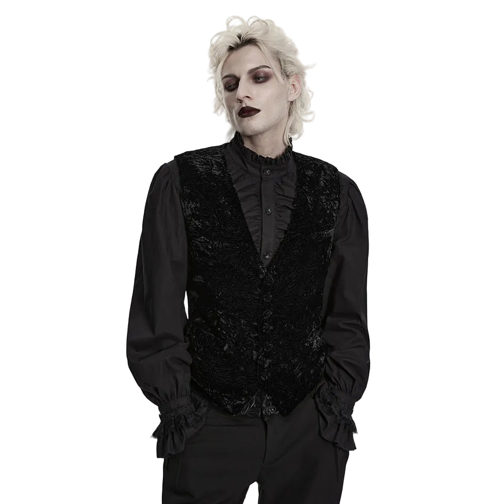 Black Crushed Velvet Waistcoat
