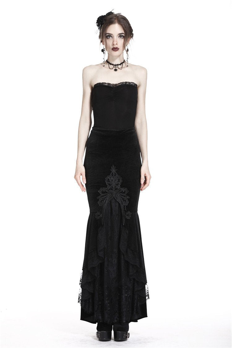 Mermaid Tail Velvet Lace Maxi Skirt