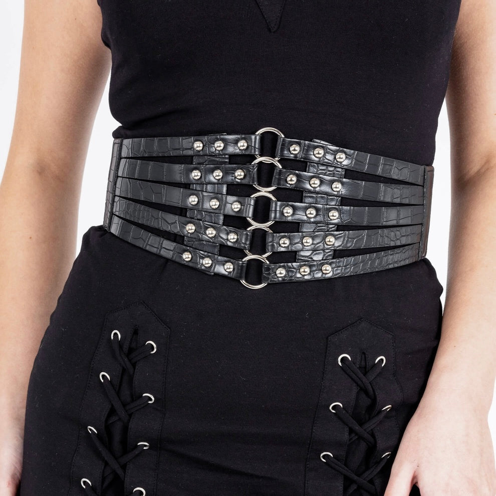 Croc Ring Stud Corset Belt