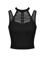Sleeveless Halter Neck Net Tank Top