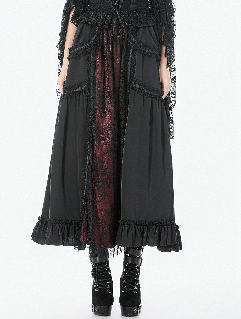Classic Gothic Red Net Lace Skirt