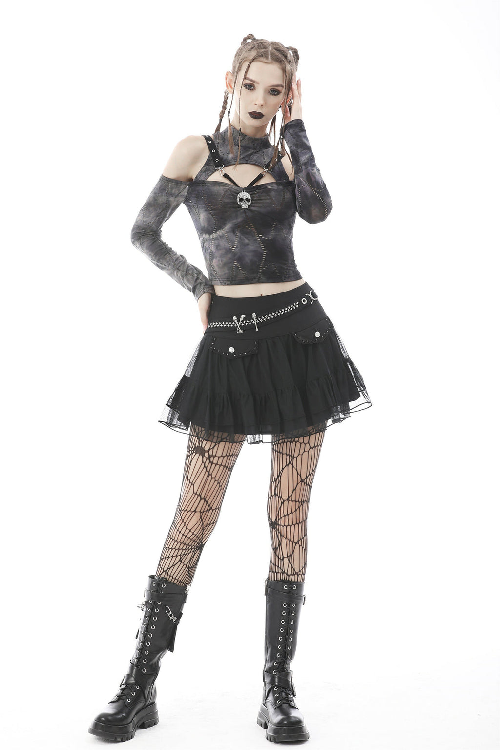 Studded Flap Mini Skirt