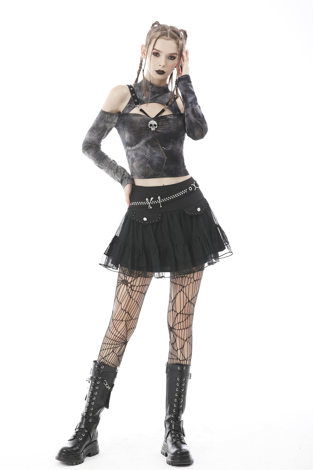 Studded Flap Mini Skirt