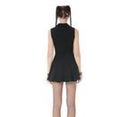 Skull Zip Lace Up Skater Dress