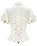 Off White Vintage Lace Up Blouse