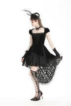 Velvet Lace Train Party Dress