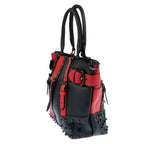 Black & Red Buckle Stud Handbag