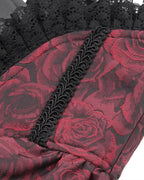 Red Crucifix Rose Frill Corset Belt