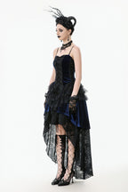 Royal Indigo Velvet Lace Hi-Lo Dress