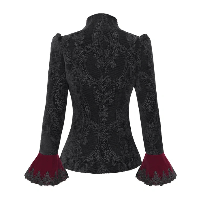 Black & Wine Chained Velvet Jacket