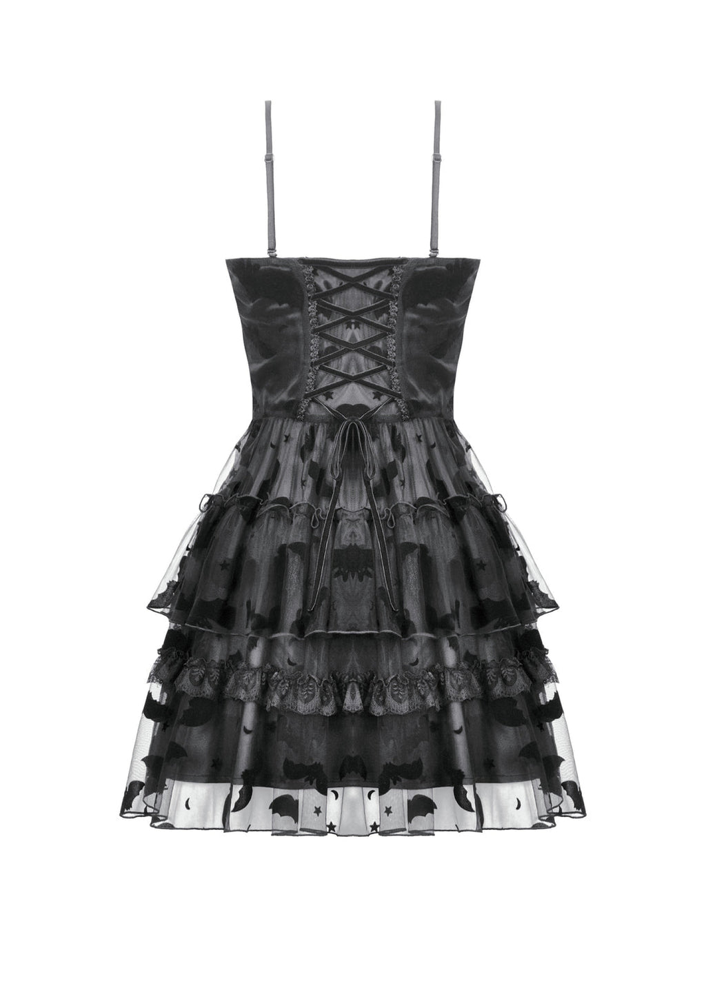 Bat Coffin Ruffle Layer Mini Dress