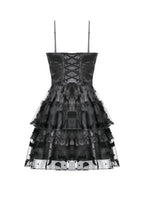 Bat Coffin Ruffle Layer Mini Dress
