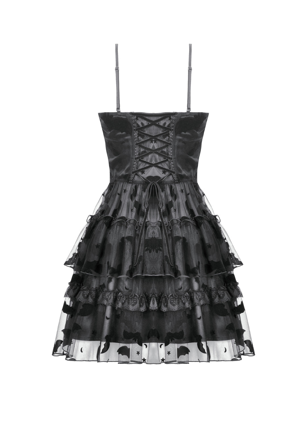 Bat Coffin Ruffle Layer Mini Dress