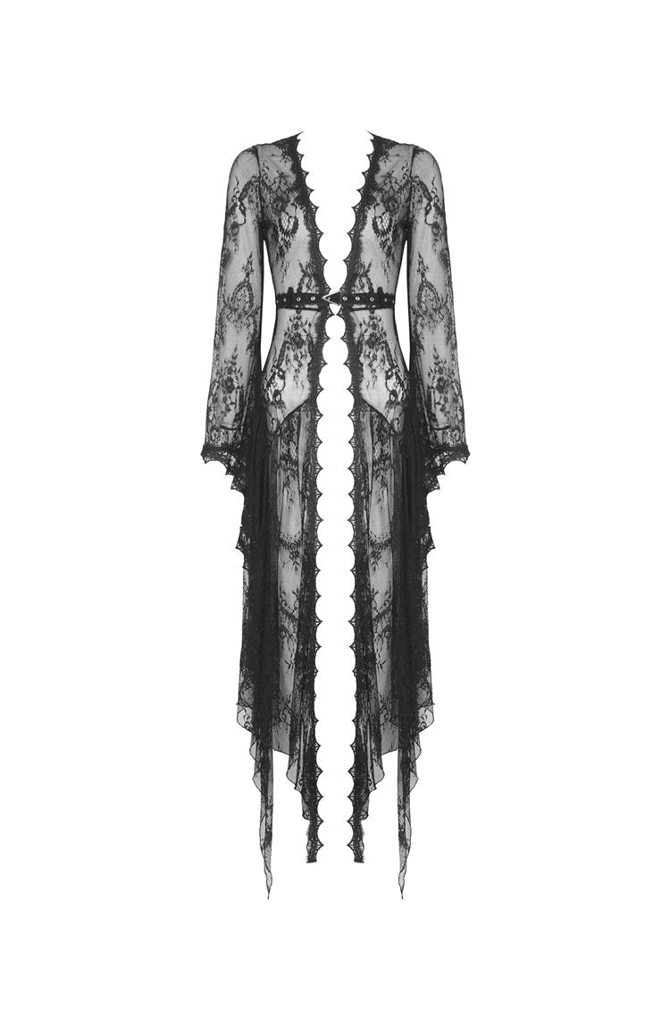 Delicate Laced Maxi Jacket With Belt