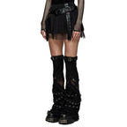Buckle Strap Net Mini Skirt