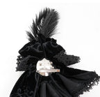 Velvet Feather Jewel Clip On Cravat