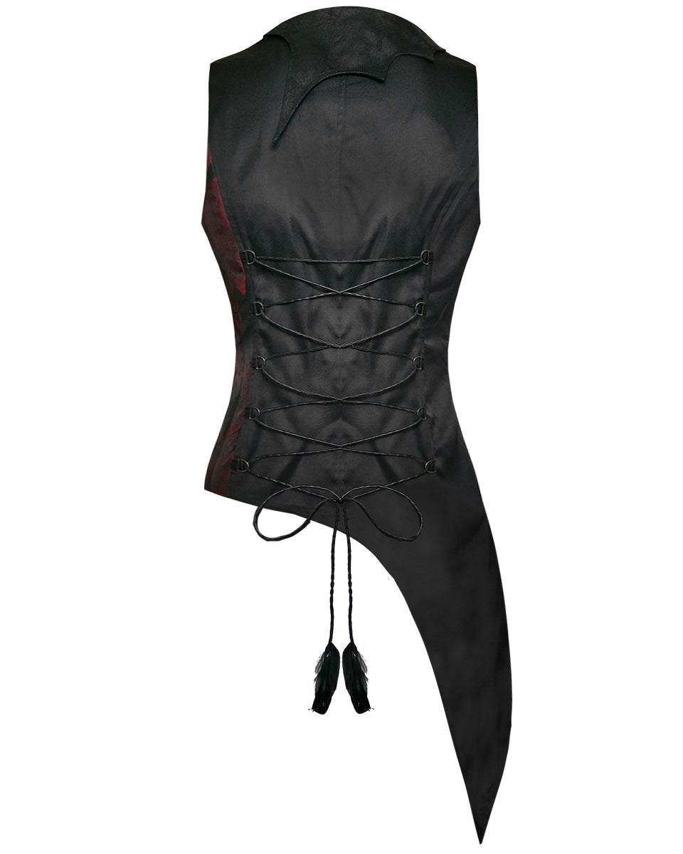 Women’s Black & Red Asymmetrical Waistcoat