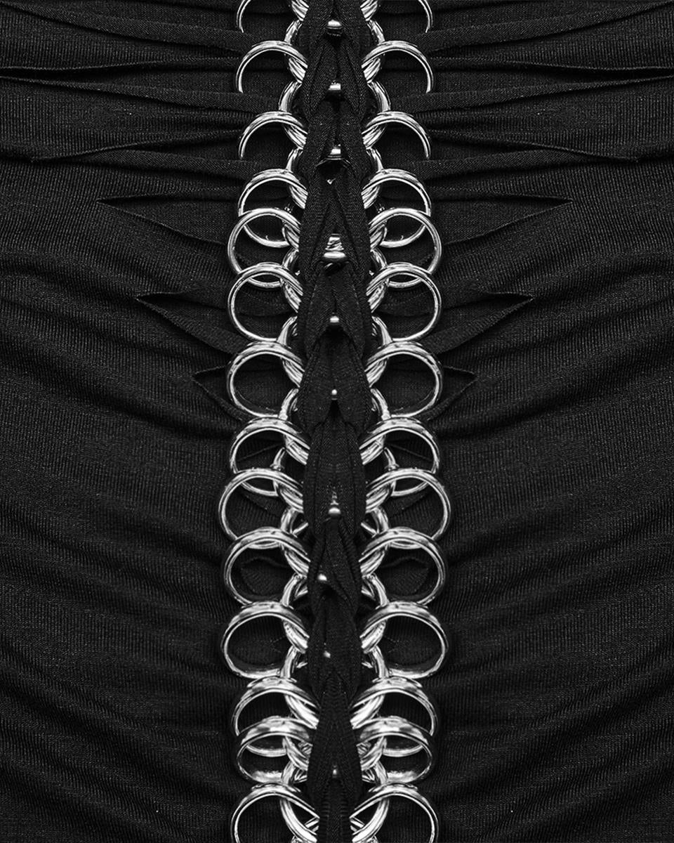 Full Sleeve Ribcage Skeleton Ring Cutout Spine Top