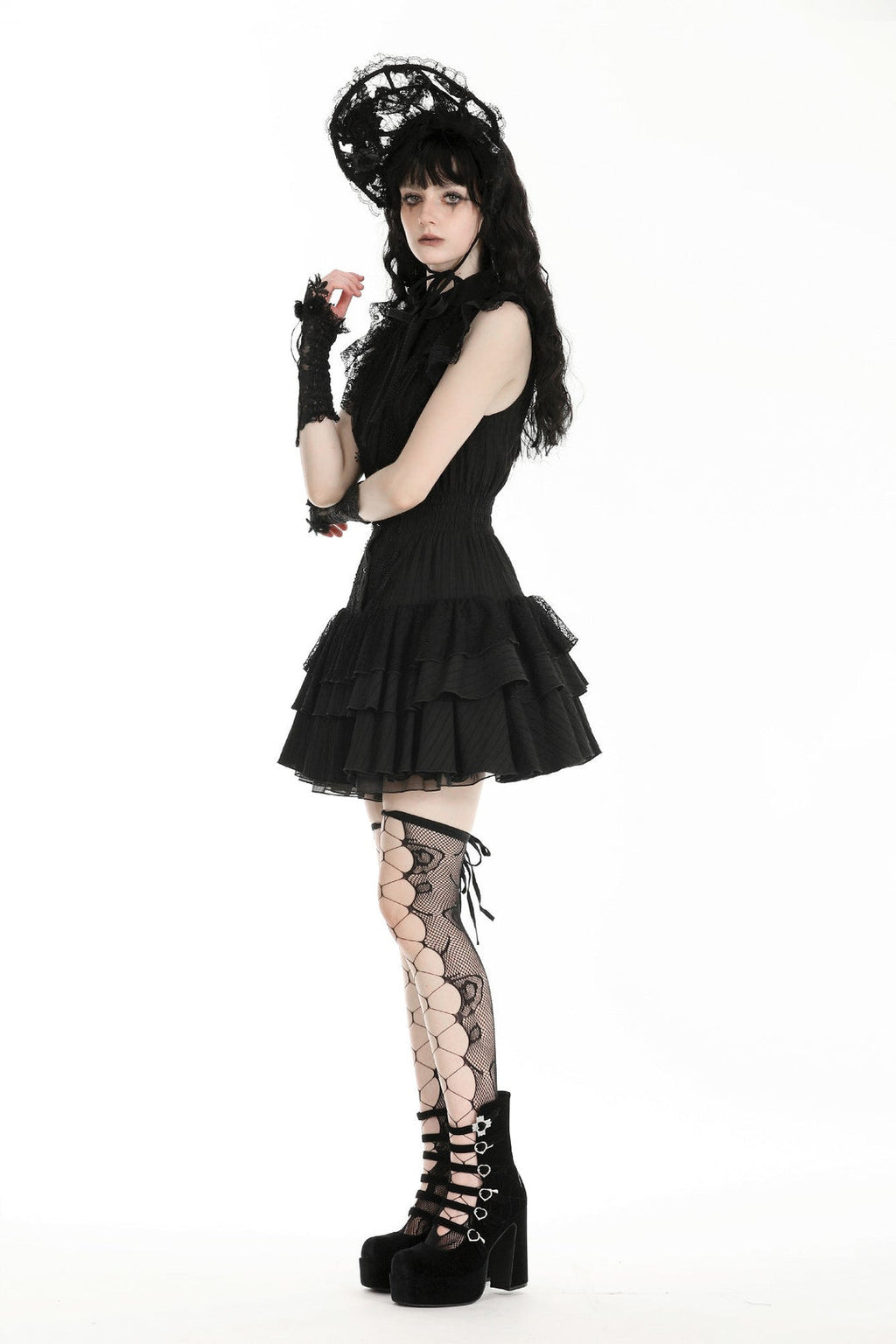 Frilly Sleeveless Doll Shirt Dress