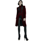 Mid Length Elegant Red Velvet Gothic Coat