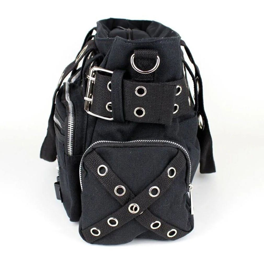 Black Handcuff Eyelet Handbag
