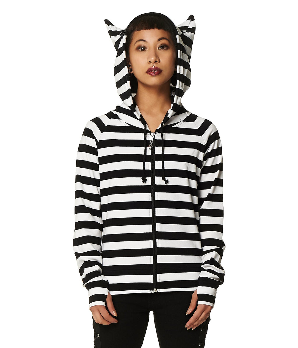 White Stripe Cat Ear Jacket