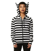 White Stripe Cat Ear Jacket