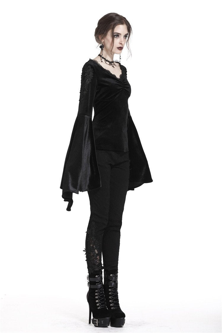 Velvet Big Bat Sleeve Blouse