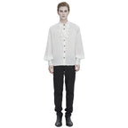 White Pinstripe Ruffle Shirt