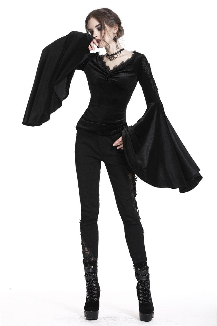 Velvet Big Bat Sleeve Blouse
